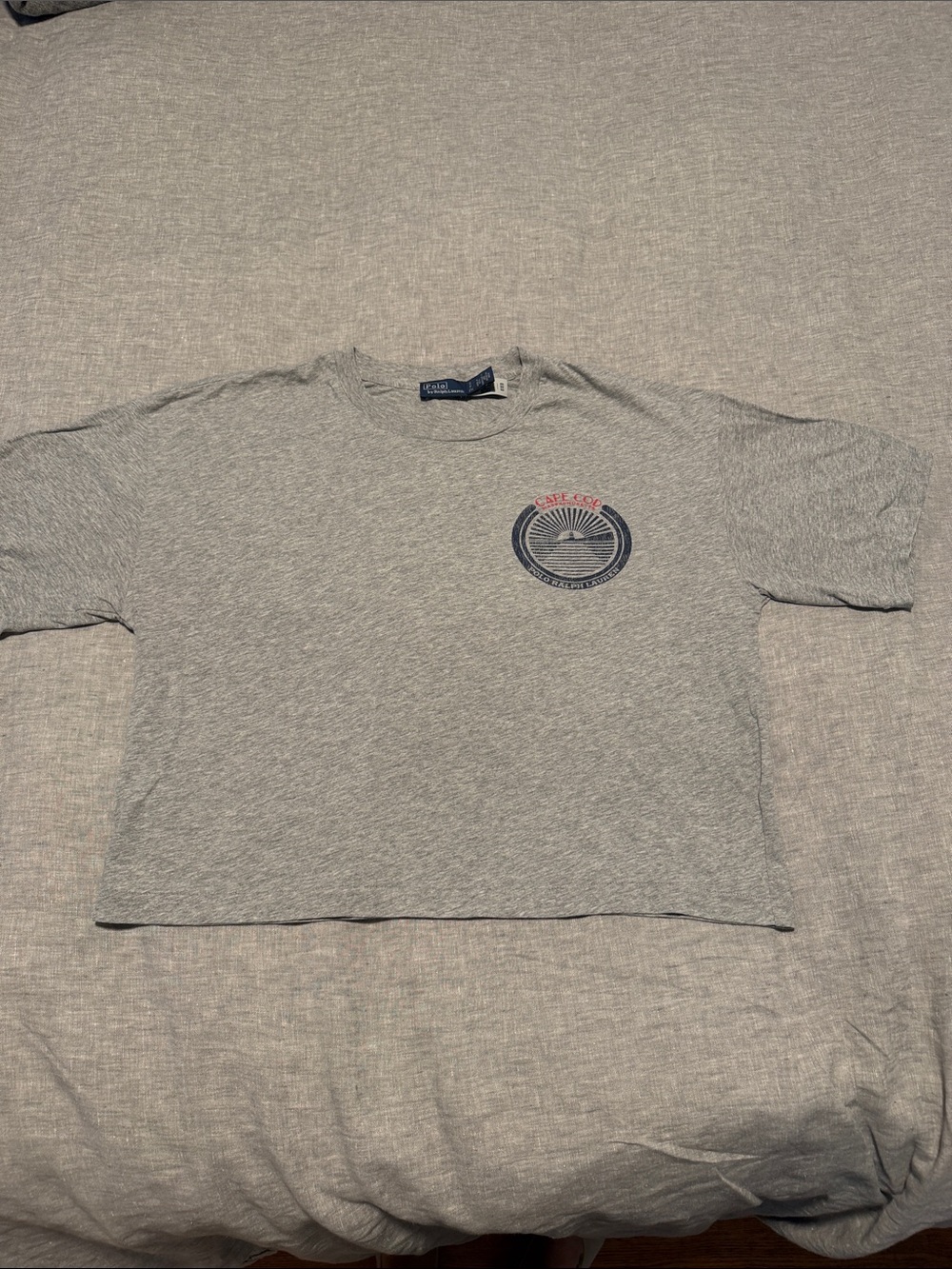 Ralph Lauren Gray Short Sleeve Tee with Navy & Red Chest Emblem